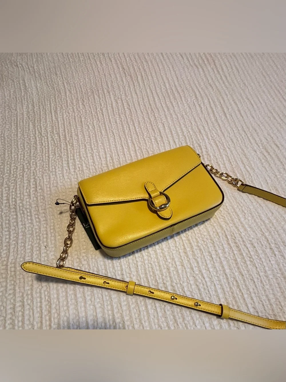 Lauren Ralph Lauren Yellow Leather Crossbody Bag New with Tags